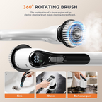 Przenośna, ręczna myjka parowa i elektryczna szczotka obrotowa, 16 akcesoriów, 6 poziomów regulacji pary, nagrzewanie w 15 s, do domu, płytek, fug, tłuszczu i detailingu samochodowego