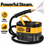 Ręczna myjka parowa wysokociśnieniowa 1500 W do domu i samochodu, nagrzewanie w 15 s, zbiornik 1,2 l, 6 poziomów pary, 8 akcesoriów, do fug, płytek, łazienki i kuchni