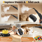 Myjka parowa do domu G3 2 w 1, mop parowy i urządzenie ręczne, 146°C, 4,5 bar, zbiornik 1,5 l, 23 akcesoria, płynna regulacja pary, ochrona przed przegrzaniem, do podłóg, auta, mebli i fug