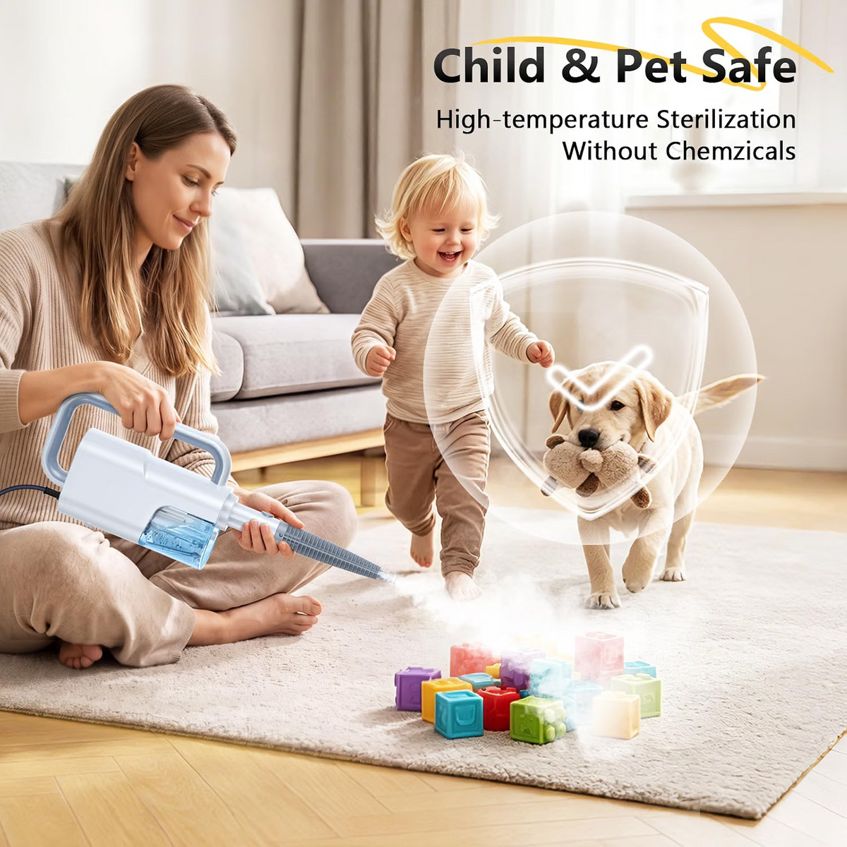 Mop parowy 10 w 1 z odłączaną ręczną myjką parową, 2 poziomy pary, nagrzewanie w 10 s, zbiornik 350 ml, do podłóg, dywanów, grilla, płytek i fug